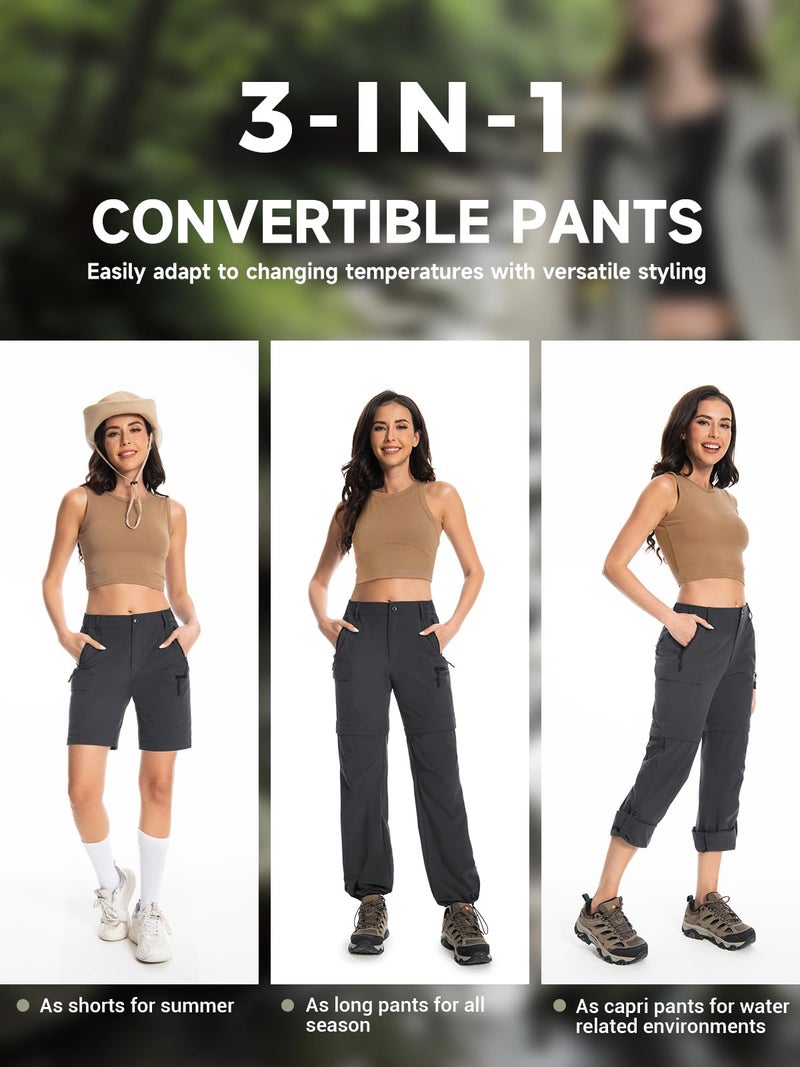 Wespornow Women's-Hiking-Pants Convertible-Zip-Off-Quick-Dry-Pants for Cargo, Camping, Travel, Outdoor, Fishing, Safari (Grey, Small, s) - Image 4